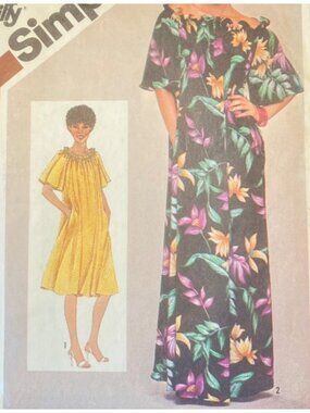 80s Simplicity 9844 Muu-Muu Vintage Sewing Pattern Small size 10-12 CC READ